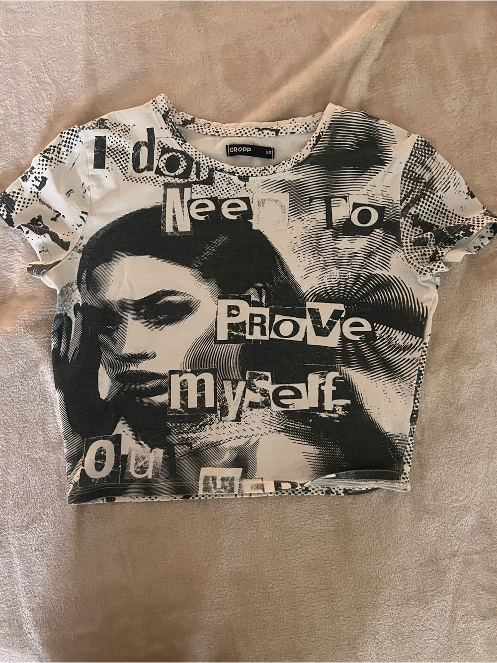 Crop Shop Boutique Black and White Graphic Crop Top